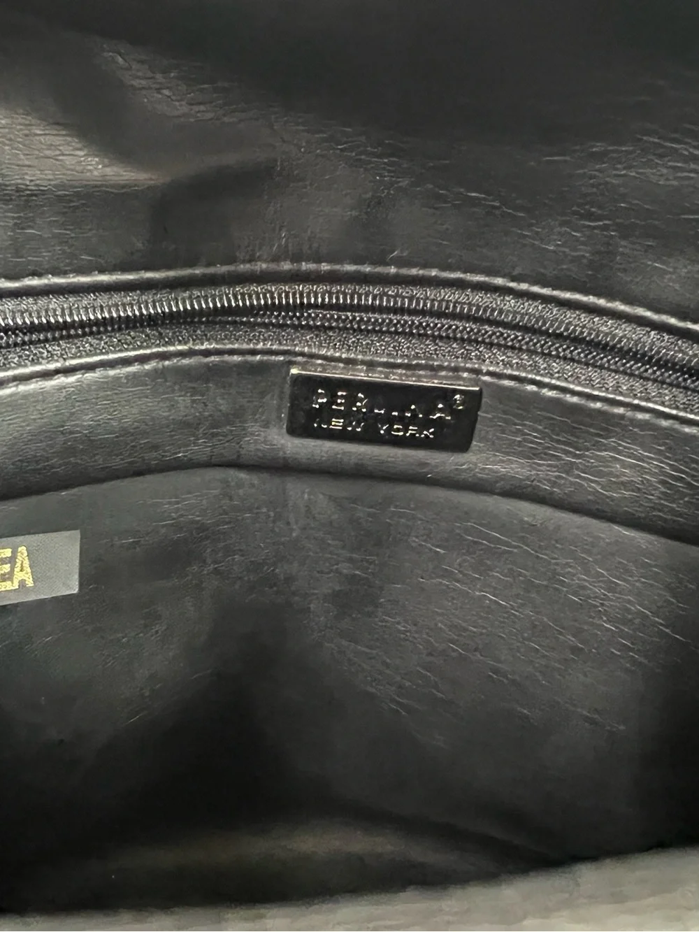 Vintage Perlina Black Leather Organizer Tablet Crossbody Messenger Travel Bag